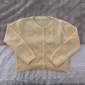 Yellow/ Cream Button-Up Women's Sweater